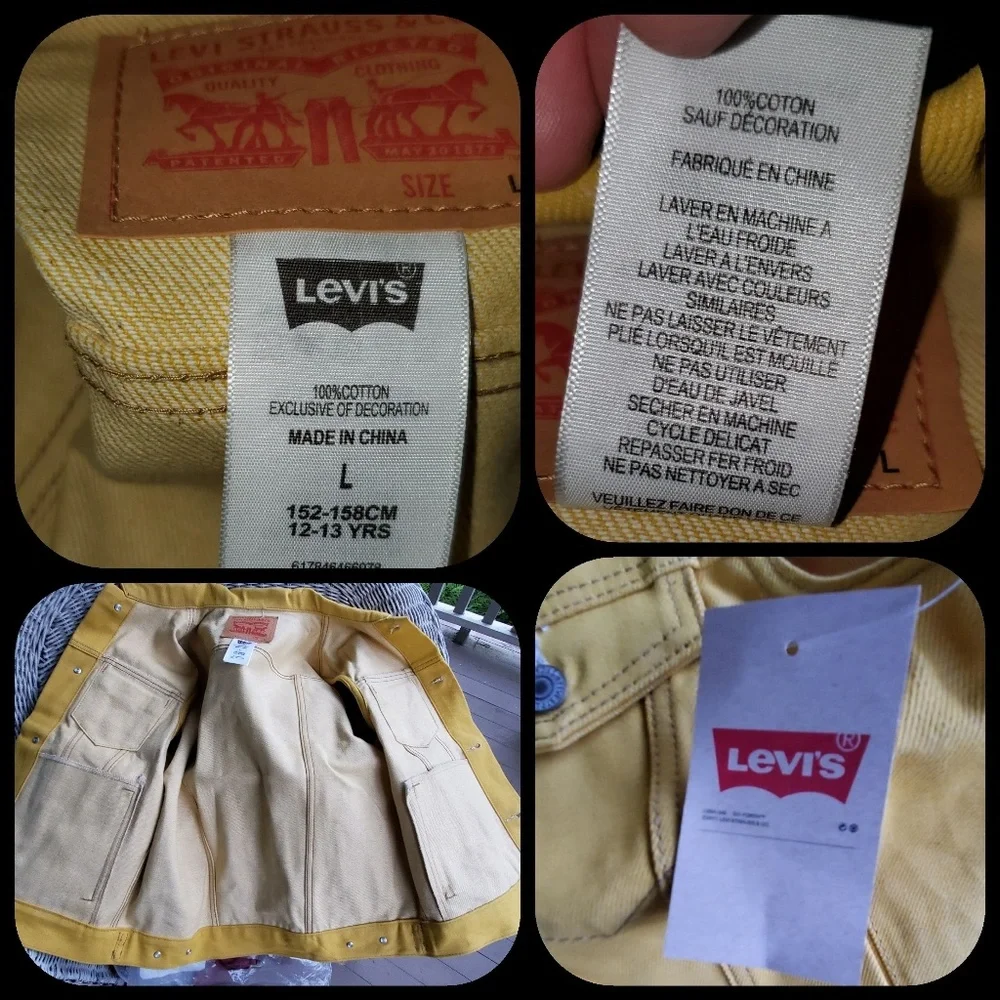 Levis rigid denim brite yellow trucker vest Old Skool Styley Kids Sz